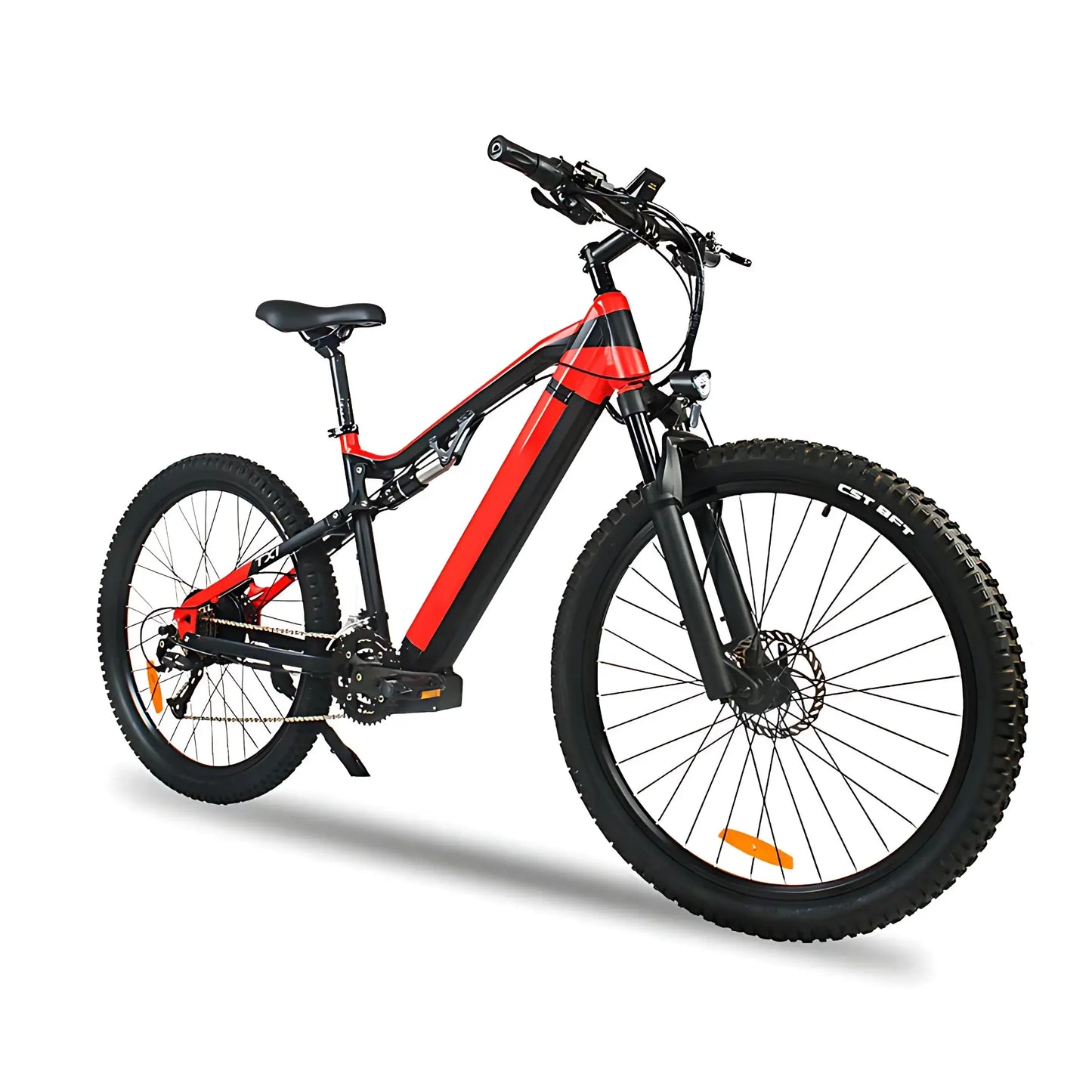 Red Montis electric bicycle on a white background