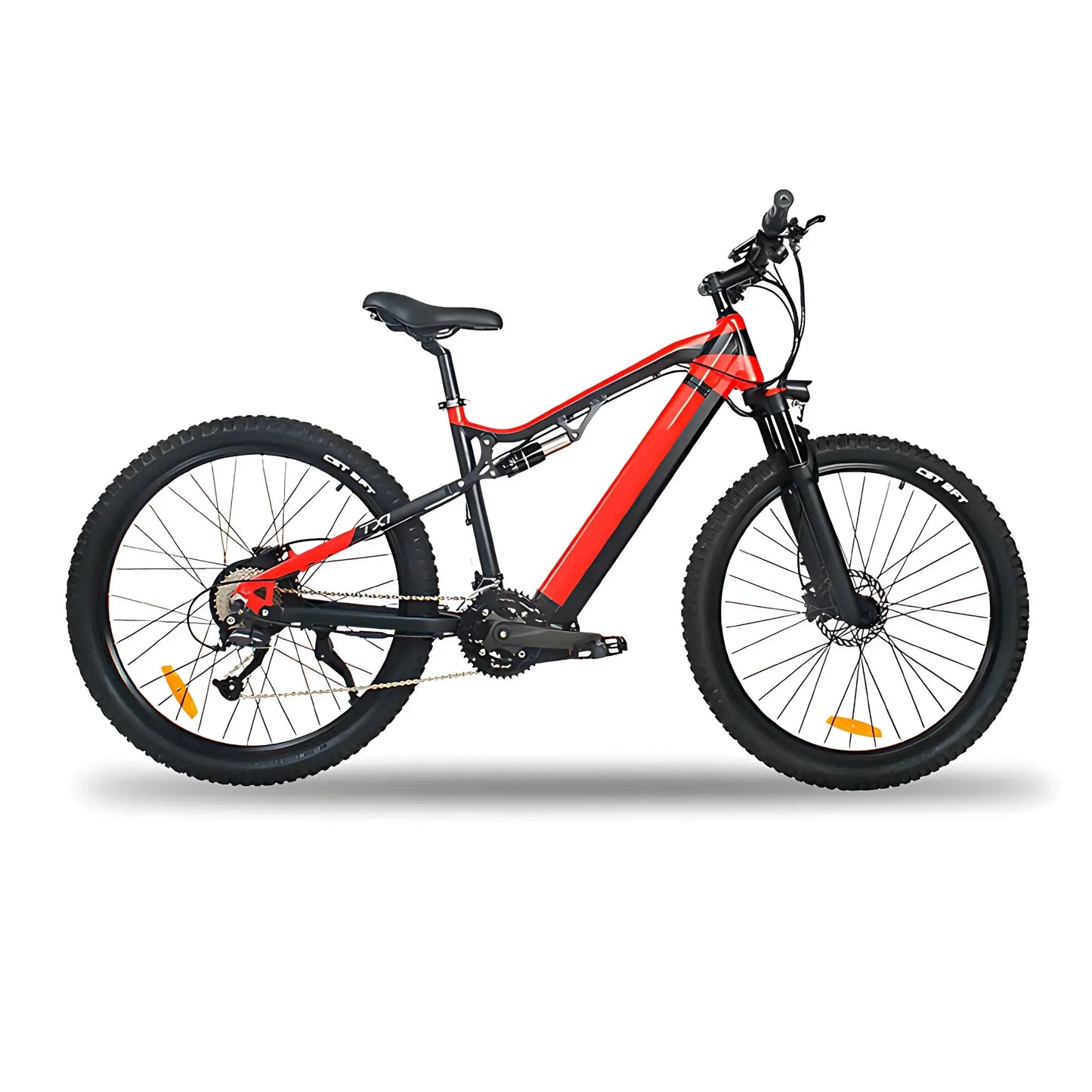 Red Montis Electric bicycle on a white background - right side view